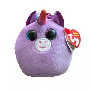 TY Mini Beanie Squish-A-Boos Plush - ROSETTE the Unicorn (3 inch) Clip